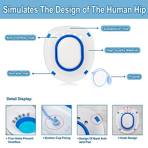 Nvxigac Sitz Bath For Toilet Seat, Sitz Bath For Hemorrhoids, Sitz Bath For Postpartum Care, Soothes Seat For Toilet, Wider Deeper Bowl, Collapsible Sitz Basin With Flusher, Fits Universal Toilet #TOP4