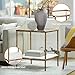 Signature Design by Ashley Ryandale Square Accent Table for Living Room, Sand‑Casted Aluminum Frame With Brass Finish, Glass Top and White Marble Shelf, 21