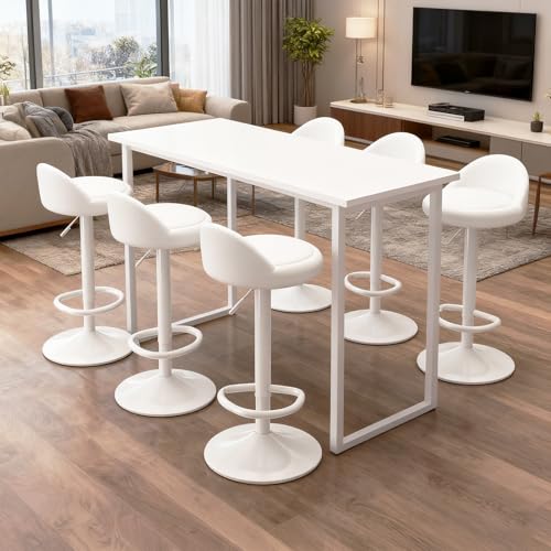 Image of JPBSTO Bar Stools Set of 4, Modern Swivel Barstools with Low Back, Upholstered Adjustable Bar Chairs,PU Leather Barstools Counter Height for Home Bar