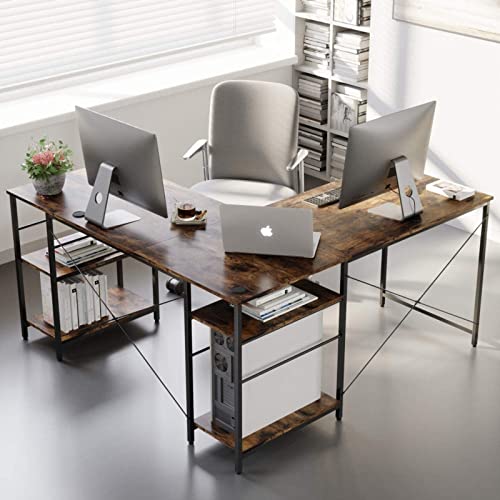 Image of Engineered Wood Office Table | Free Standing Work Desk | Rustic Brown Finish | Modern Writing Computer Workstation | Study Table for Home Office Bedroom | DIY Assembly Furniture for Professional Use
