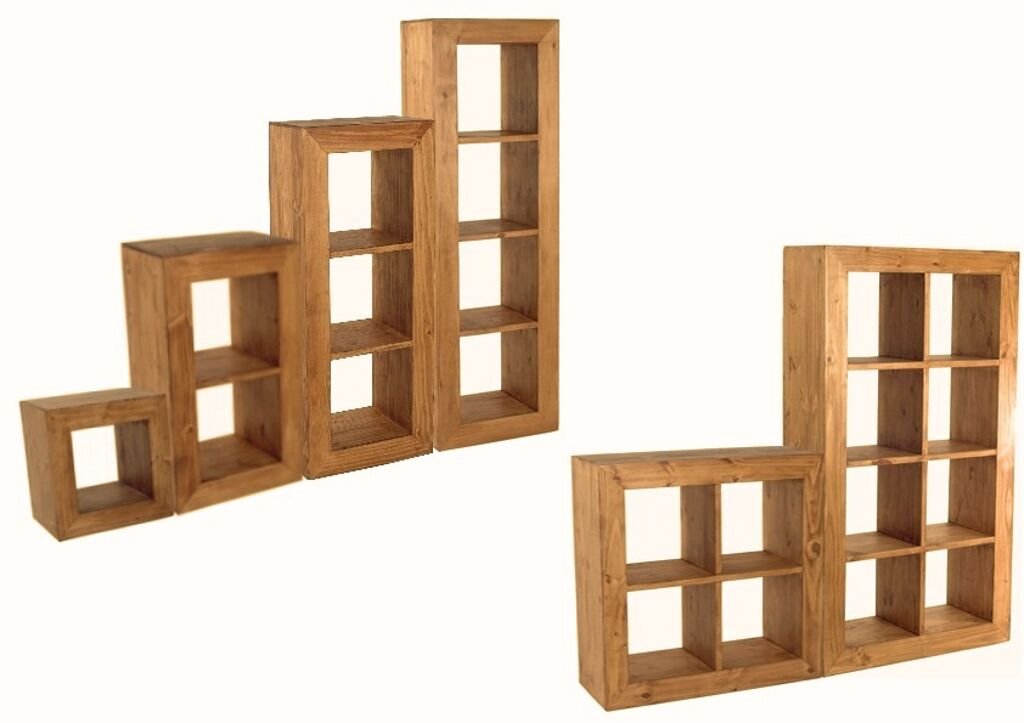 CD-Regal Aus Massivholz Pinie – Landhausstil, 39x129x22 Cm, Honigfarben Gewachst, Aus Mexiko