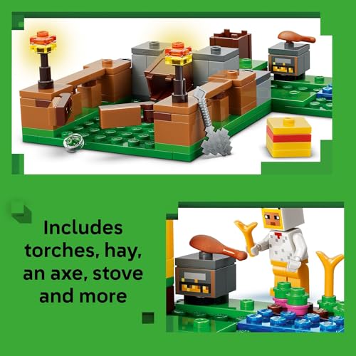 LEGO Minecraft Chicken Farm Building Toy for Kids - Video Game Playset & Figures for Boys & Girls, Ages 7+ - Gift for Birthdays - 21585 - image 3