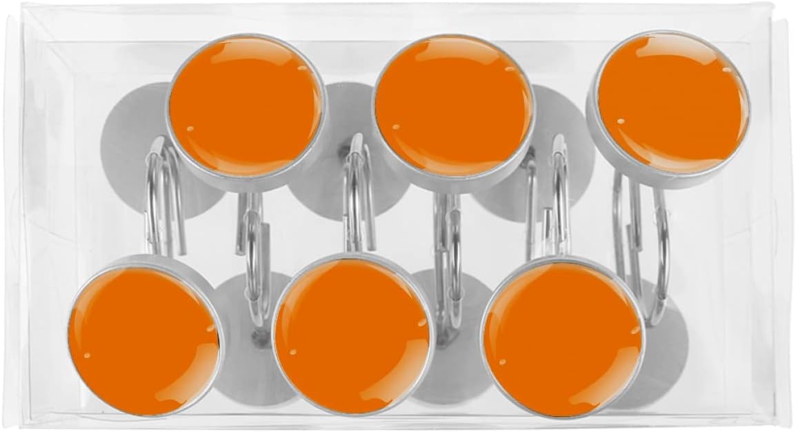 12pcs Orange Shower Curtain Hooks,Decoration Shower Curtain Rings Roller, Stainless Steel Round Shower Rings Hangers for Bathroom Curtains Rods