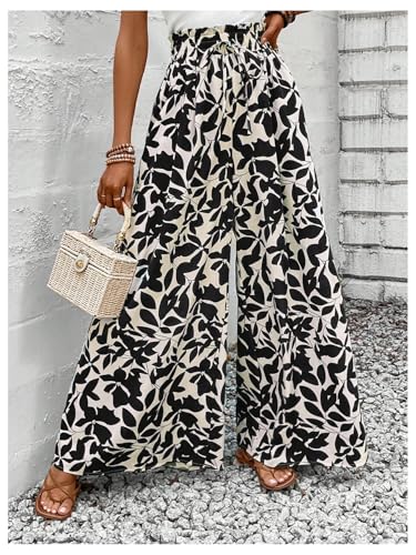 Verdusa Women's Boho Botanical Print Baggy Pants Vacation Wide Leg Loose Trousers with Pockets3