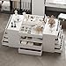 Homsee White Armoire Bedroom Island with Glass Tabletop & Display Shelf, Wardrobe Closet with 14 Drawers, Walk-in Closet Island Dresser for Bedroom Shops