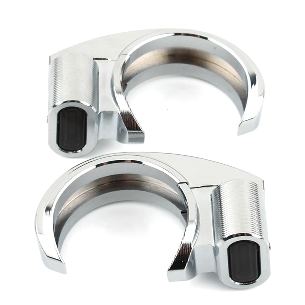 Zhisheng Front LED Turn Signal 39-41mm Fork Mounted Light Clamp Amber Aluminium Chrome for Harley for Sportster Dyna Bobber Motorcycle