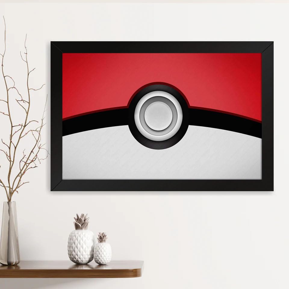 GADGETS WRAP Printed Photo Frame Matte Painting for Home Office Studio Living Room Decoration (14x11inch Black Framed) - Red Black White Simble