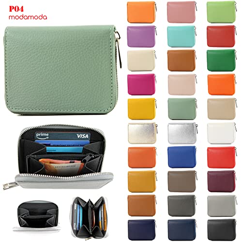 P04 - italian women's wallet genuine leather short (Grey)4