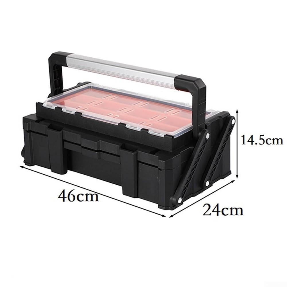 Cassetta portautensili in plastica PP con manici in alluminio robusti e scomparti multipli e chiusura magnetica sicura per lo stoccaggio dell'officina