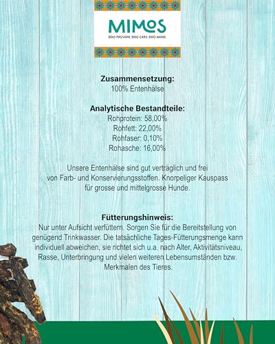 MIMOS Entenhälse 1000 g - Natürliche Kausnacks 100% Entenhals getreidefrei. Schonend getrocknete Hunde-Kauartikel für große und mittlere Tiere