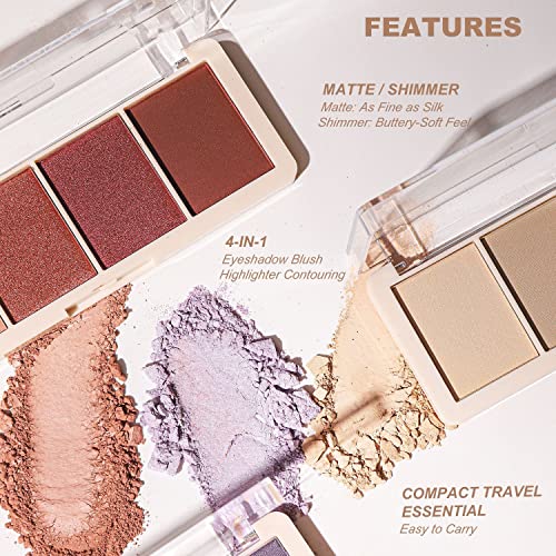 Uock Four-Color Eyeshadow Palette Highly Tinted Matte Pearlescent Eyeshadow Makeup Palette Long-Lasting Waterproofing (A) #TOP4