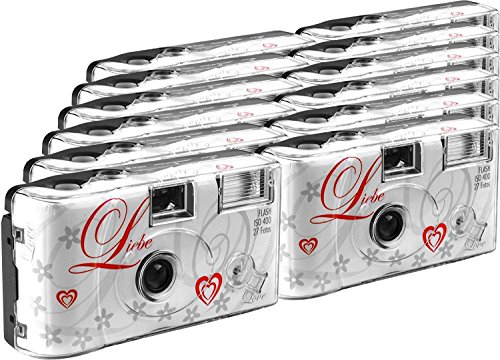 TopShot Love   Cámaras Desechables (27 Fotos, Flash, 12 Unidades), Color Blanco [Importado de Alemania]
