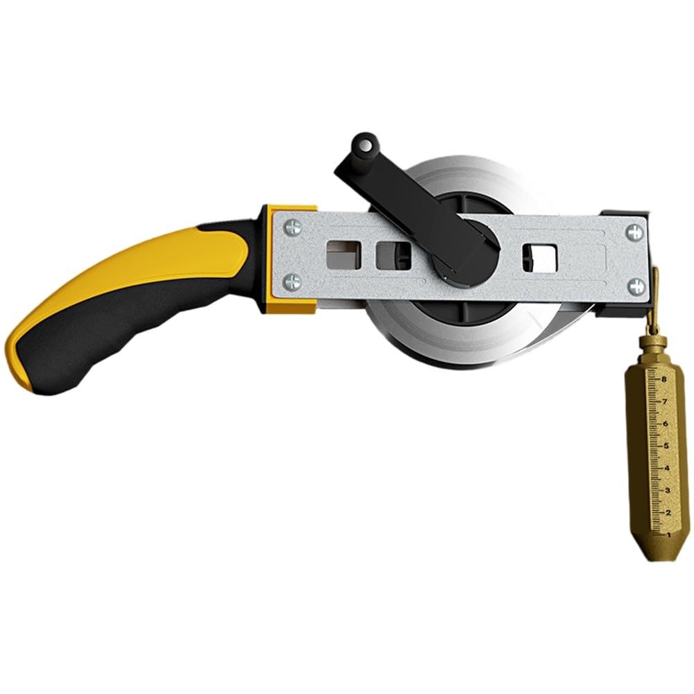 Cinta métrica de metal con anclaje de latón y escala de acero al carbono para una medición precisa del nivel de aceite o agua en tanques, negro y amarillo, 15 m