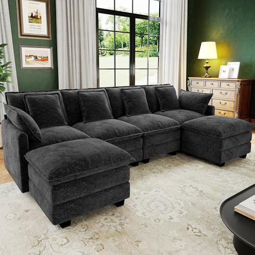 107" Cloud Couch Sectional, U Shaped Modular Sectional Sofa, 4-Seat