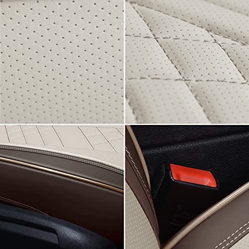 Image of GXT Car Seat Covers Front Seats Only, Front Car Seat Covers 2 Pack, Premium Faux Leather Car Seat Cushion - Universal Fit for Most Sedans SUV Pick-up Truck with Headrests(Coffee and White)