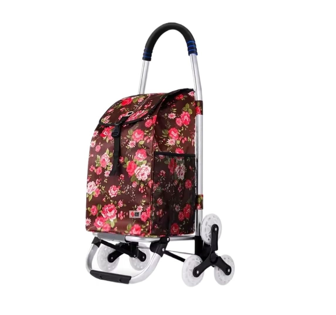 SBZIOJHDR foldable shopping trolley， Folding Shopping Trolley with Removable Oxford Cloth Bag for Laundry Grocery(A,6 wheels)