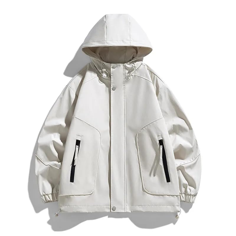 Large Size Hooded Jackets Spring Autumn Youth Loose Casual Multi-pocket Jacket Coat2