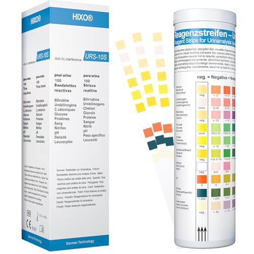 Bandelettes urinaires 100 x 10 en 1 Auto-test avec 10 indicateurs Test de santé Bandes d'analyse d'urine Infection des voies urinaires, cétose, diabète, glucose, pH,...