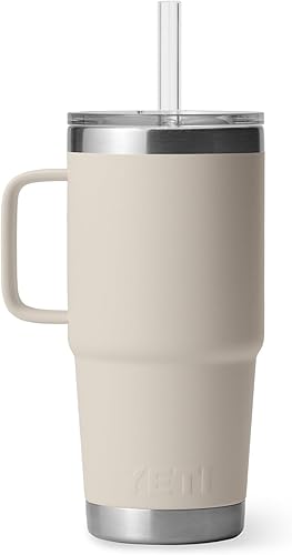 Miniatura 351 de YETI Rambler - Vaso de viaje con asa y tapa con popote, 35 onzas, vaso de agua de viaje, con asa, acero inoxidable, color blanco