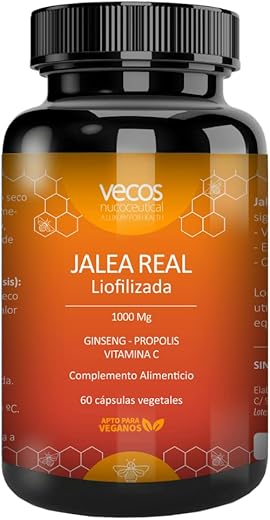 Jalea Real Pura Liofilizada 1000 mg con Vitamina C, ginseng y Própolis | Aumenta la Energía y Vitalidad | Reduce el Cansancio y la Fatiga | Refuerza el Sistema Inmunitario | Sin Azúcar
