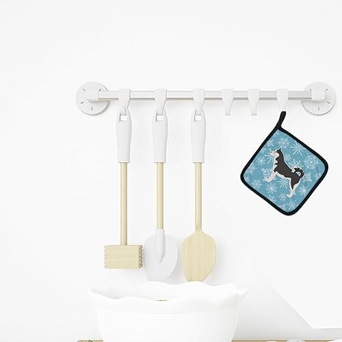 Miniatura 3 de Caroline's Treasures BB3580PTHD - Juego de soportes para ollas de cocina con copos de nieve de invierno y husky siberiano, resistentes al calor,