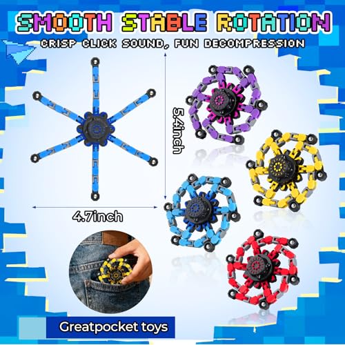 Image of 12PCS Transformable Fidget Spinners for Kids Adults,Deformable Chain DIY Robot Spinner Sensory for Boys Girls,Fidget Toys for Party Favors Birthday Gifts