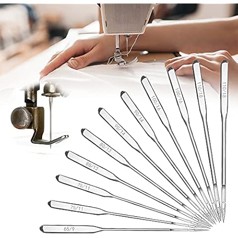 Sewing Machine Needles, 60Pcs Universal Heavy Duty Ballpoint Brother Janome Singer Sewing Machine Needles 65/9 75/11 80/12 90/14 100/16 110/18 Sewing Machine Accessories for Denim Leather Jeans Jersey Cover