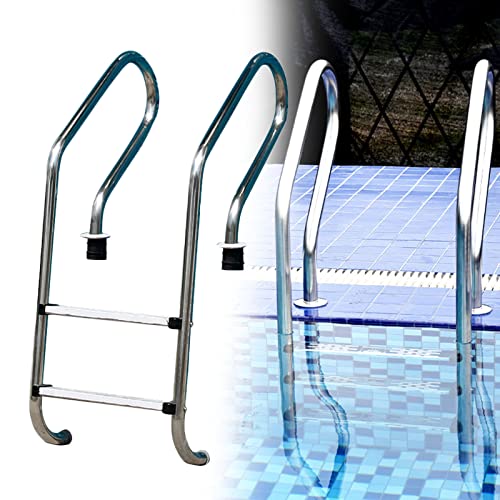 Escalera para piscina de acero inoxidable con 2 peldaños antideslizantes miniatura 1