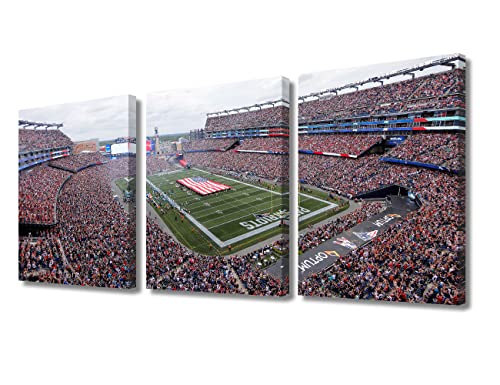 American Sports Stadium Painting for Living Room Jets Football Team Decoration New York Gillehe Stadium Canvas Prints Giclee Artwork Stretched and Framed 3 Panels Ready to Hang, 36" Wx18 H