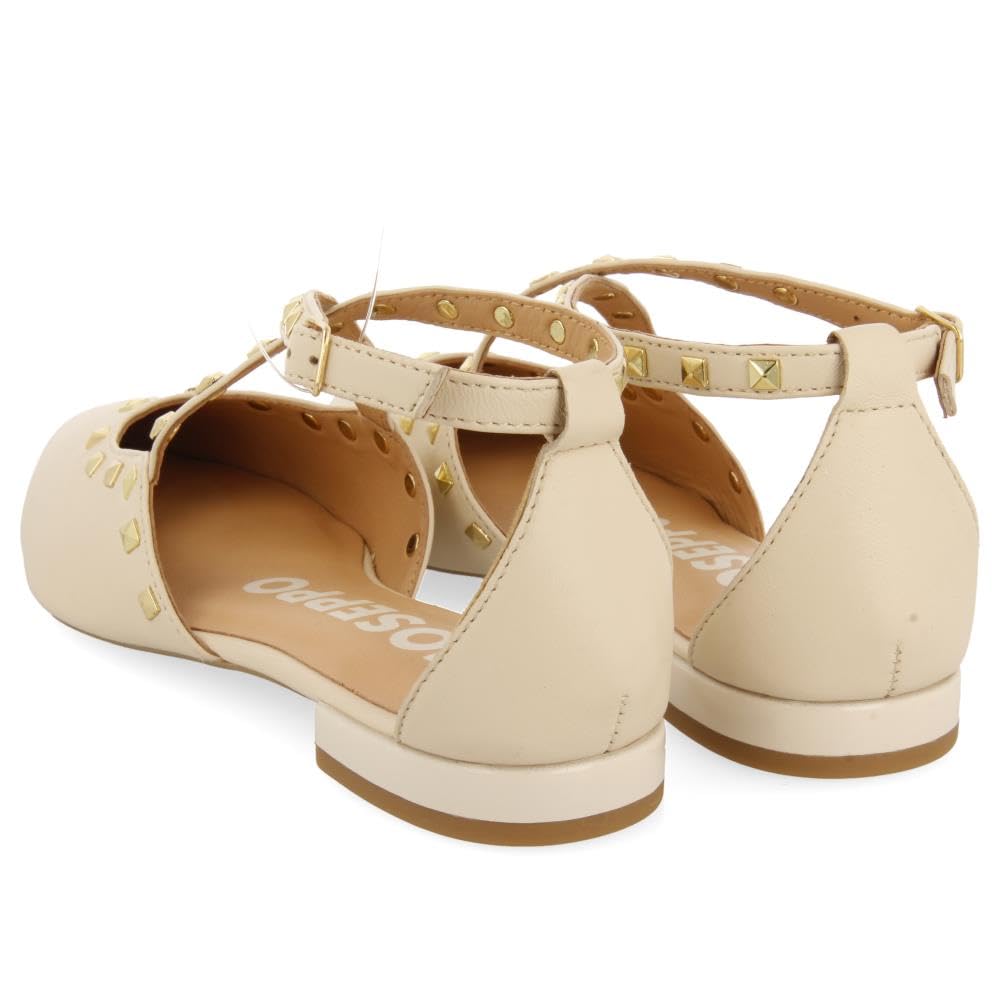 GIOSEPPO Bailarinas DE Piel Color Negro con Punta Fina Y Detalle DE TACHAS para Mujer Garcon