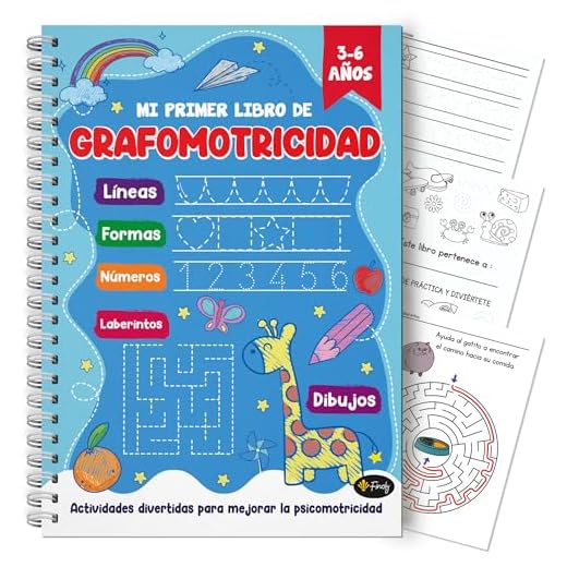 Finoly Mi Primer Libro Grafomotricidad Niños de 3 a 6 años | Cuaderno Trazos y Preescritura | Aprender Actividades y Ejercicios Líneas Formas Números Laberintos Dibujos | Aprender a Leer y Escribir