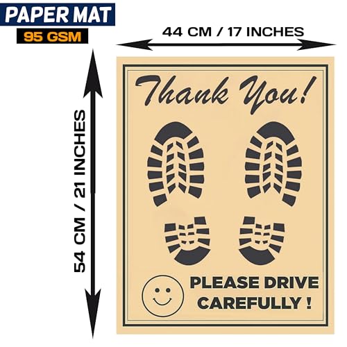 Image of HR Disposable Paper Foot Mat, Large Size, (Pack of 20 Sheets) Universal Size for All Car,Bus,Van,Truck,Crew Cab,Trailer,SUV,Scooter,Car Paper Interior Automotive Mats Brown 17 x 21 cm