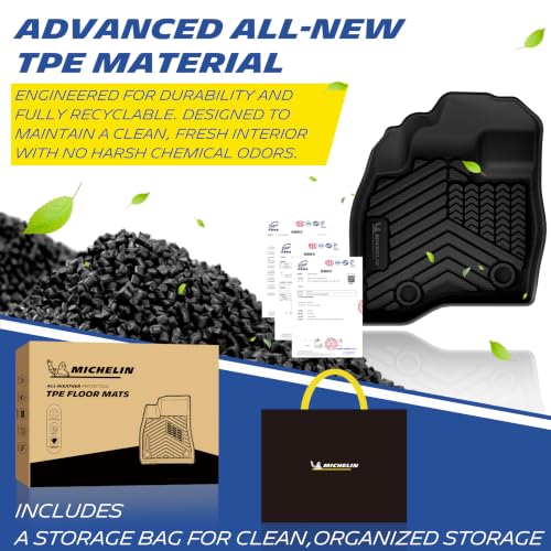Image of Michelin Vehicle Mats for 2015-2019 Explorer 7 Seats | Floor Mats & Trunk Liner & Backrest Mat, Premier Series, All-Weather Floor Liner, Custom Fit, Durable TPE, Non-Slip