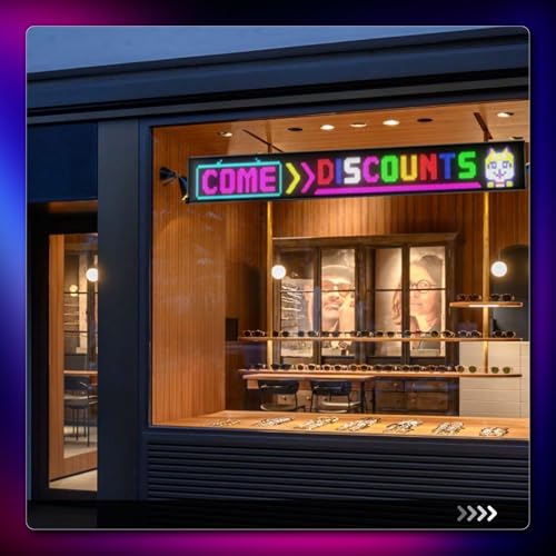 Image of Large Programmable LED Sign, P5 Resolution Indoor Store LED Sign, Bluetooth APP, for Business Retail Shop Window Display (43 inchx 6 inch)