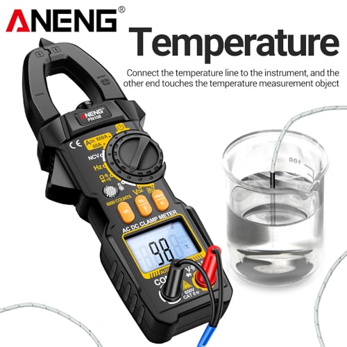 PN108 Pinza Amperimétrica Digital Multímetro Profesional con Pantalla LCD y Tester de Capacitancia - Negro miniatura 7