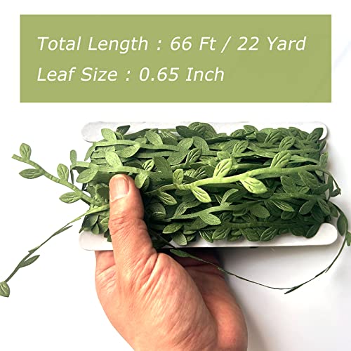 66 Ft Artificial Vines,Green Leaf Gift Wrapping Trim Ribbon,Eucalyptus Leaves Garland Wreath Accessory DIY Craft Party Wedding Home Decoration