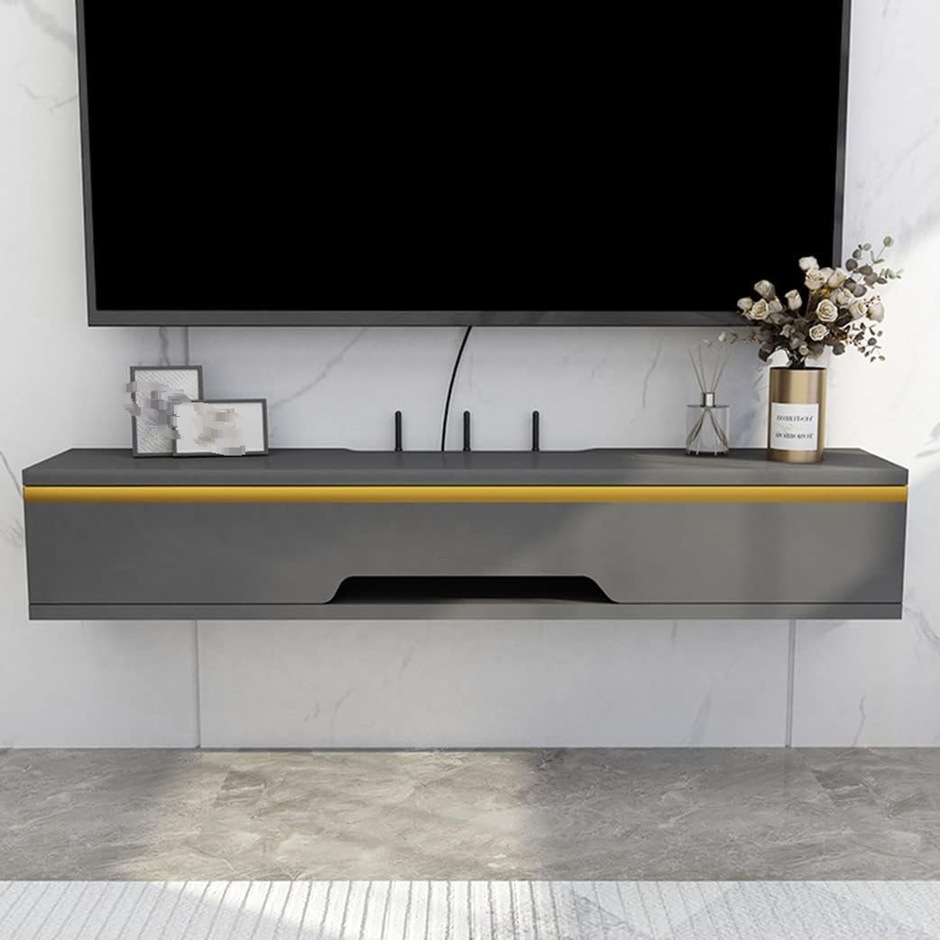 JXYQ Wood Media Console Storage Cabinet Floating TV Stand & Wall Mounted Entertainment Center 90cm Hanging TV Hutch for Living Room Stylish Storage Solution for TVs & Components