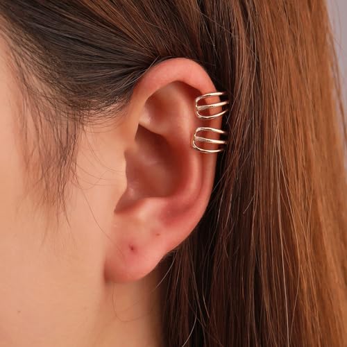 Image of Ear Cuffs Non Piercing 14K Gold Plated Ear Cuff Earrings for Women Trendy Clip on Cartilage Earring Stacks Non Pierced Adjustable Fake Earrings Set Jewelry Christmas Gift 2026 Stocking Stuffers
