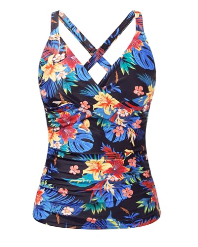 Image of Women Underwire Tankini Top Only - Twist Front V Neck Bathing Suit Swim Top Tummy Control Cross Swimsuit 2026