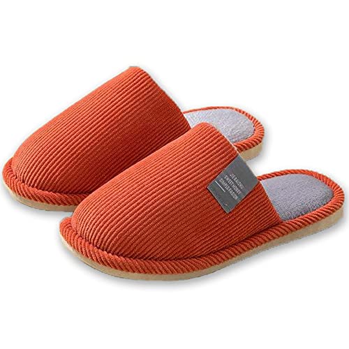 Zelius Women Indoor Slippers Memory Foam Slip-On Shoes - Comfort Cotton-Blend Closed Toe House Outdoor Non-Slip Warm Winter Slippers (Orange, Size 8) #TOP6