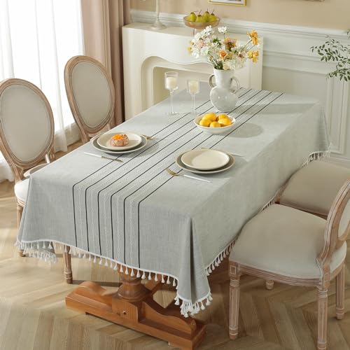 Table-Cloth-Rectangle-Table-Rustic-Tablecloth-55-x-86-Inch-Cotton-Linen-Waterproof-Tablecloth-Wrinkle-Free-Farmhouse-Dining-Table-Cover-Cloth-Tablecloths-with-Tassels-for-Kitchen-Dining-6-8-Seats Table Cloth Rectangle Table Rustic Tablecloth 55 x 86 Inch Cotton Linen Waterproof Tablecloth Wrinkle Free Farmhouse Dining Table Cover Cloth Tablecloths with Tassels for Kitchen Dining 6 8 Seats
