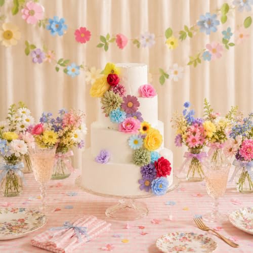 90pcs+ Multicolor Artificial Flower Heads Silk Mix 20 Type Fake Flowers — view 2