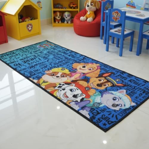 Image of Athom Living Paw Patrol (Blue) Runner Carpet 2x4.5 Ft, Soft Printed Mat with Anti-Skid Backing, Durable Washable Runner for Kids Bedroom, Play Area & Playroom Decor