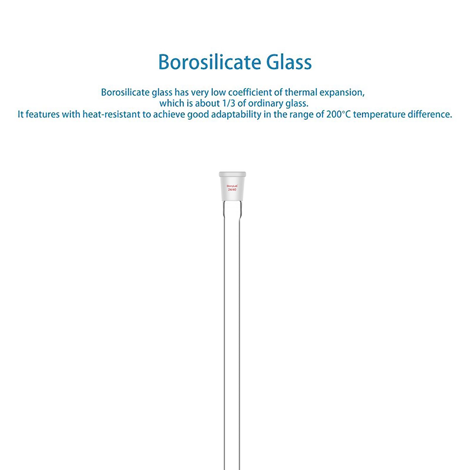 stonylab Colonnes de Chromatographie en Verre Borosilicaté avec Plaque de Sable G2, Diamètre Intérieur de 19 mm, Longueur Utile de 457 mm, Joint 24/40