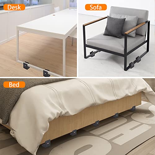 Adjustable Bed Risers 4 Inch,Furniture Risers With Screw Clamp,4Pcs Couch Risers Fit For Furniture Thickness 0-1.6”,Elevation In Heights 4" Heavy Duty Risers For Table,Supports 20000 Lbs(Black) #TOP3