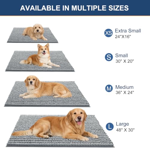 Image of OLANLY Dog Door Mat for Muddy Paws 44x24, Ultra-Absorbent Chenille Mud Mat