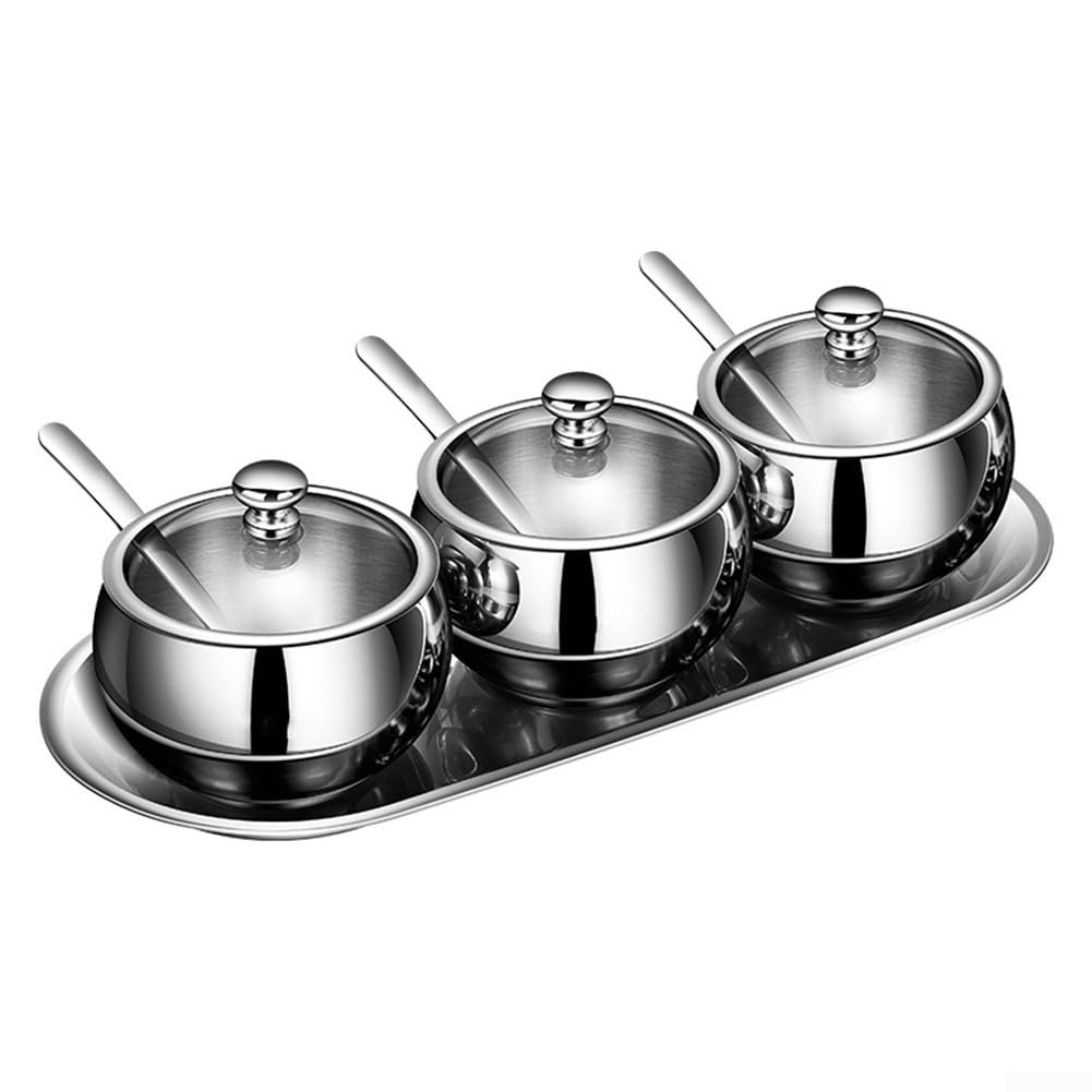 Azucarero para acero Inoxidable 3 Compartimentos con Cuchara(Three)