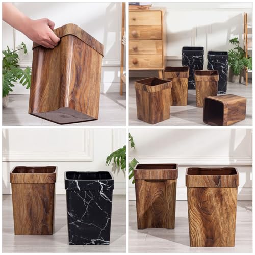Caneca de basura de plástico 11L con diseño madera miniatura 7