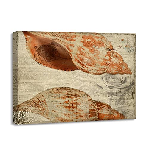 Póster vintage de caracola para decorar un dormitorio con frescura marina