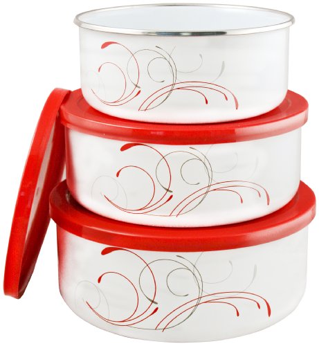 Corelle Coordinates by Reston Lloyd 6-Piece Enamel on Steel Bowl/Storage Set, White